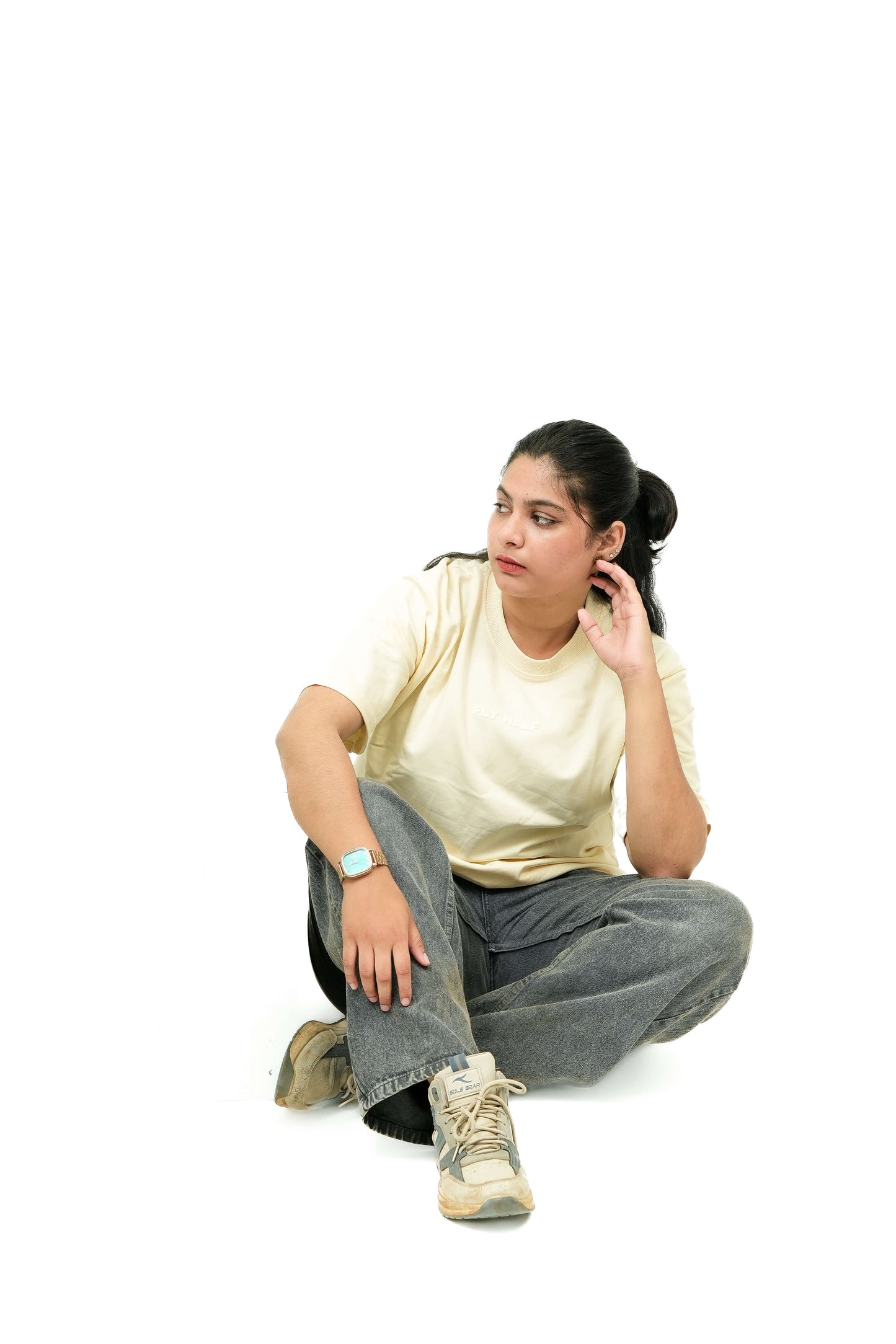 SoftGlow Minimal Off-White Oversized T-Shirt