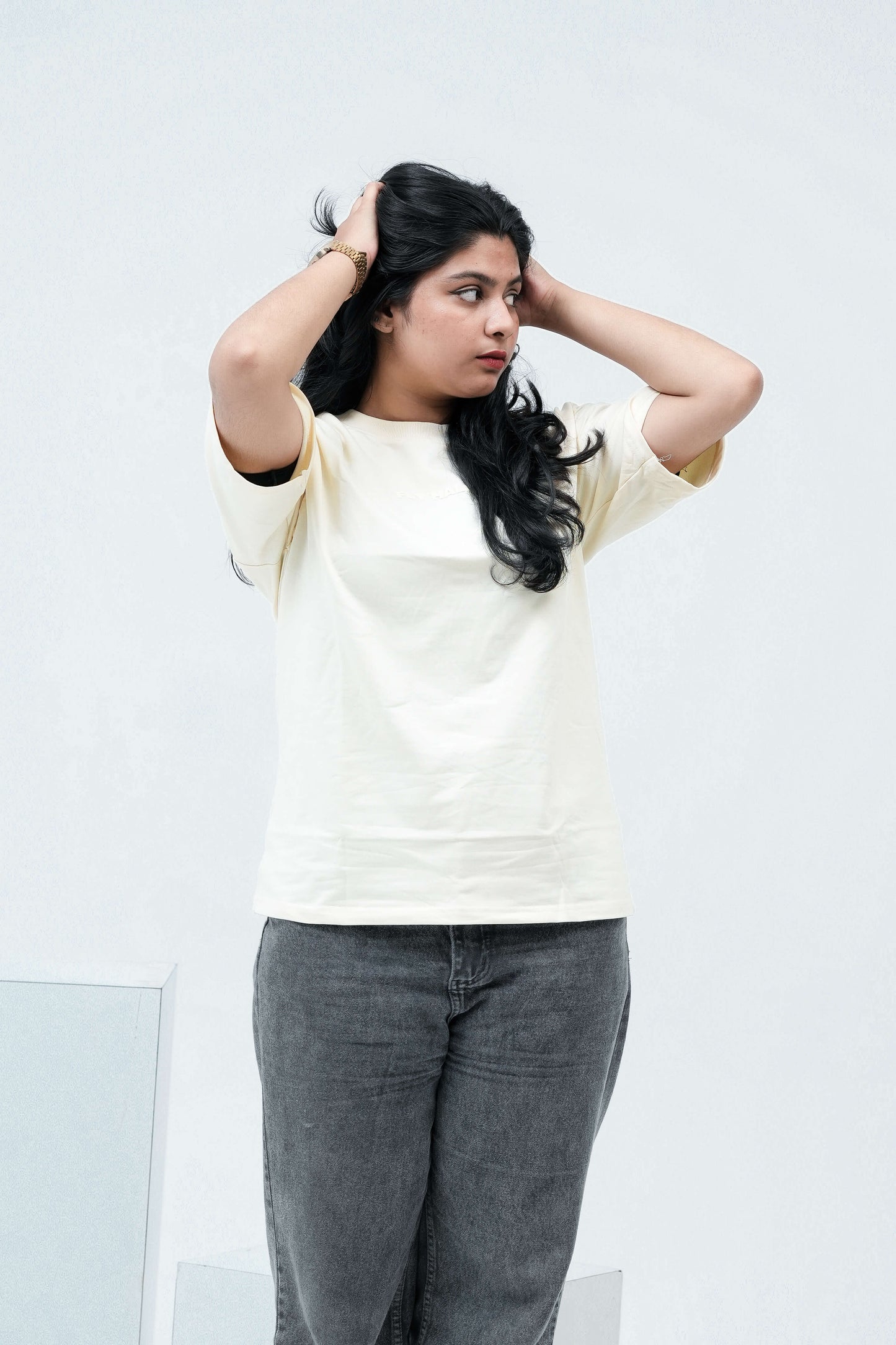 SoftGlow Minimal Off-White Oversized T-Shirt