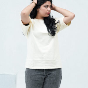 SoftGlow Minimal Off-White Oversized T-Shirt